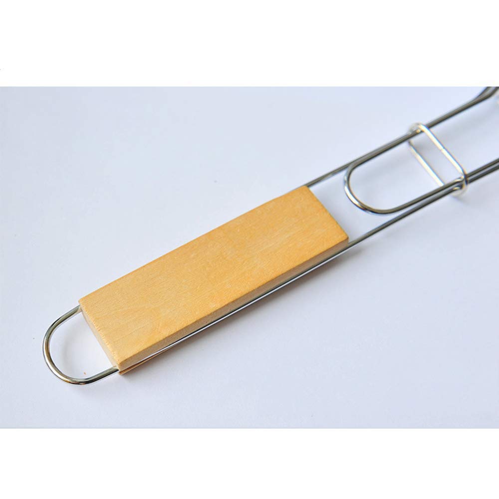 Cesta para Parrilla de Pescado, Accesorios para Parrilla, Clip para Barbacoa Mango de Madera Clip de Red para Barbacoa de Pescado Individual Clip para Pescado a la Parrilla al Aire Libre Herramienta