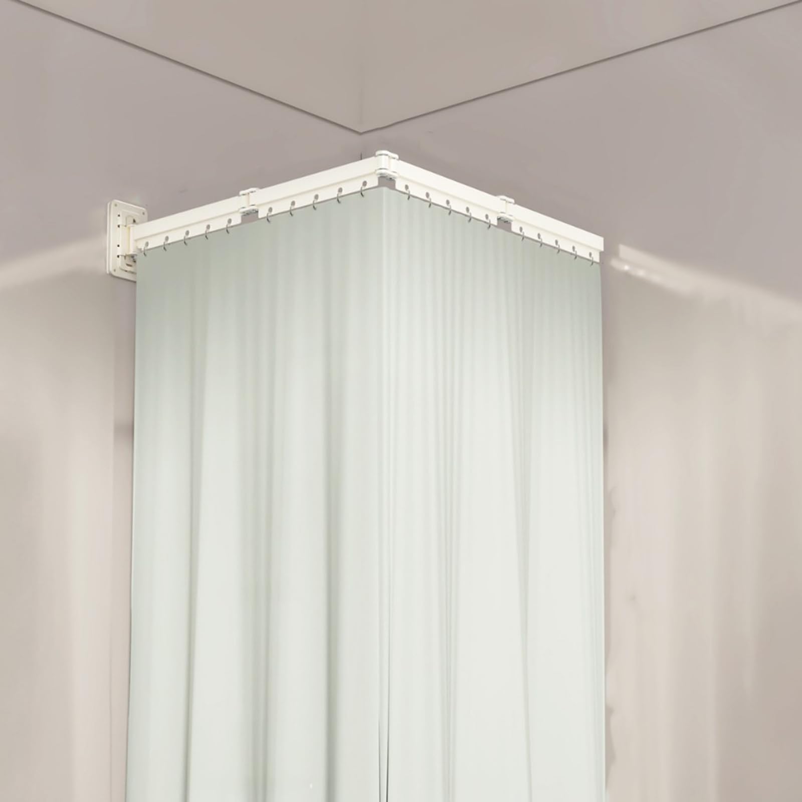 GLDYTVF Foldable Shower Curtain Rod - No Drill Wall Mounted Adjustable Easy Installation with Shower Curtain - Perfect for Bathtubs & Showers Space-Saving Solution