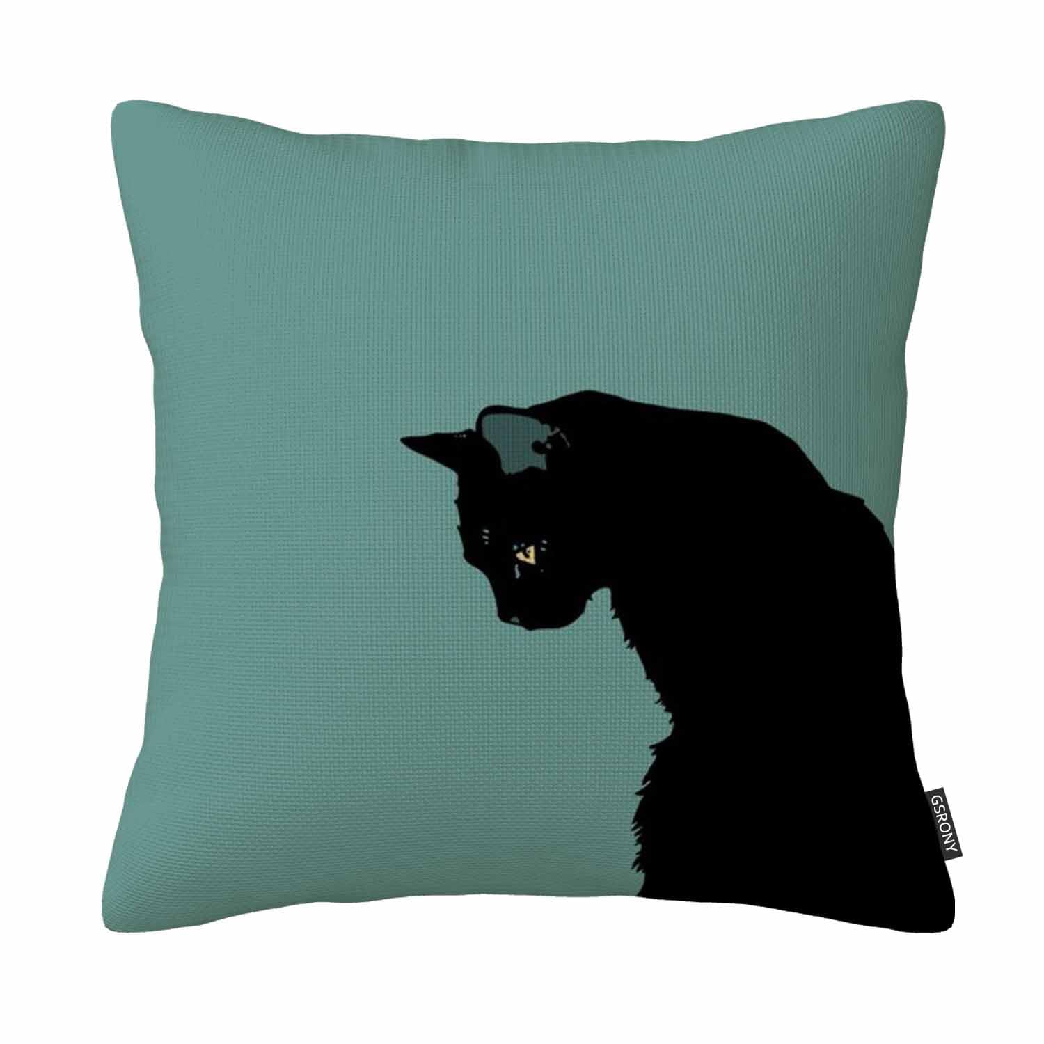 Linsanoi1 Set Of 4 Cat Print Pillow Covers - 18x18 Inch Linen Throw Covers For Sofa & Bed Decor