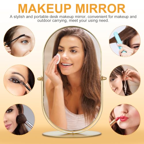 Espejo para maquillaje vintage ovalado con marco de metal miniatura 6
