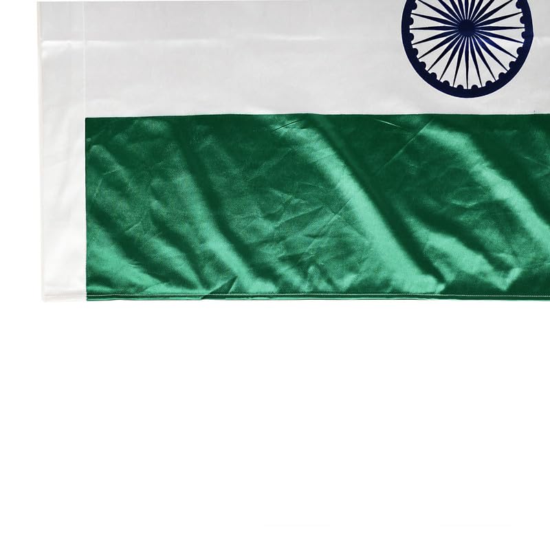 Image of PRIYAKANT SAFAWALA Satin Fabric Indian National Tricolour Flag Double Stitched Tiranga Jhanda (Outdoor /Indoor) All Weather Durable Fabric Flag [Pack Of 10] [Size 20x30 Inches]