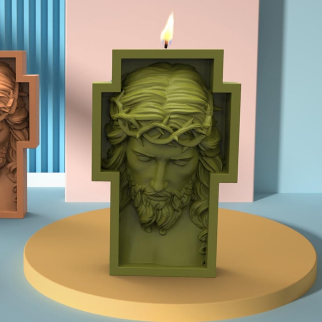 Generic Man Head Statue Decoration Candle Silicone Mold Epoxy DIY Decoration Making Soap Melt Resin Christmas Home Decorations, As shown in the figure