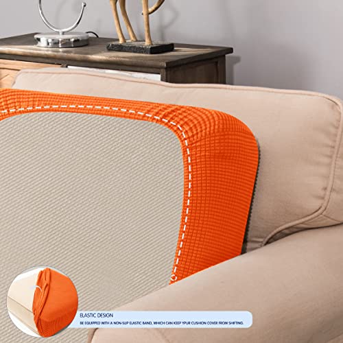 Subrtex Stretch Cushion Cover Soft Sofa Seat Slipcover Spandex Chair Couch Cover Suitable For 1-2-3 Seaters Replacement For Furniture Protector(Orange,Medium) #TOP3