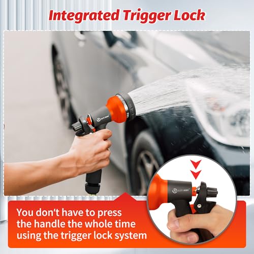 Image of AUTOMAN-Garden-Hose-Nozzle, 2 Pack ABS Water Spray Nozzle with Heavy Duty 7 Adjustable Watering Patterns,Slip Resistant for Watering Plants,Lawn& Garden,Washing Cars,Cleaning, Orange