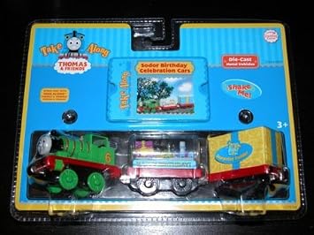 Take Along Thomas & Friends Die-cast Engine - Sodor Birthday Celebration Trains with Percy & Yellow Present Car