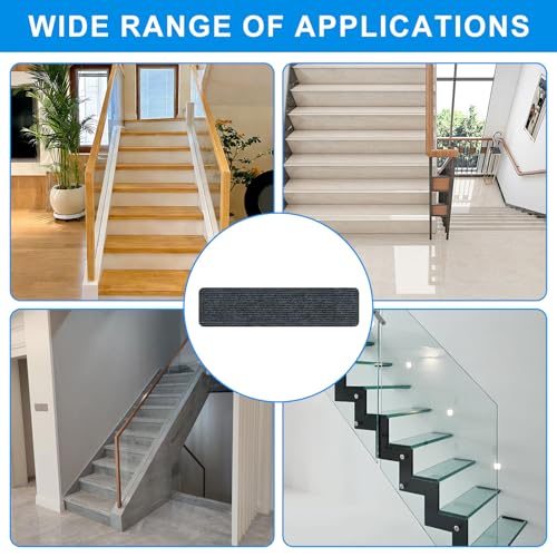 15 Stück Treppenstufen Matten, 55x22 cm Treppenmatten, Dunkelgrau Türmatte Wasserabweisend, Rechteckig Selbstklebend Antirutsch Treppe Stufenmatten Innen, für Schützen Haustiere, Senioren Kinder