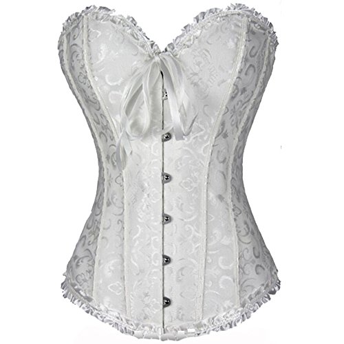 Kelvry Frauen Vollbrust Mieder Dessous Korsage Bridal Wäsche schnürt Sich Oben Satin Korsett – Bild 2