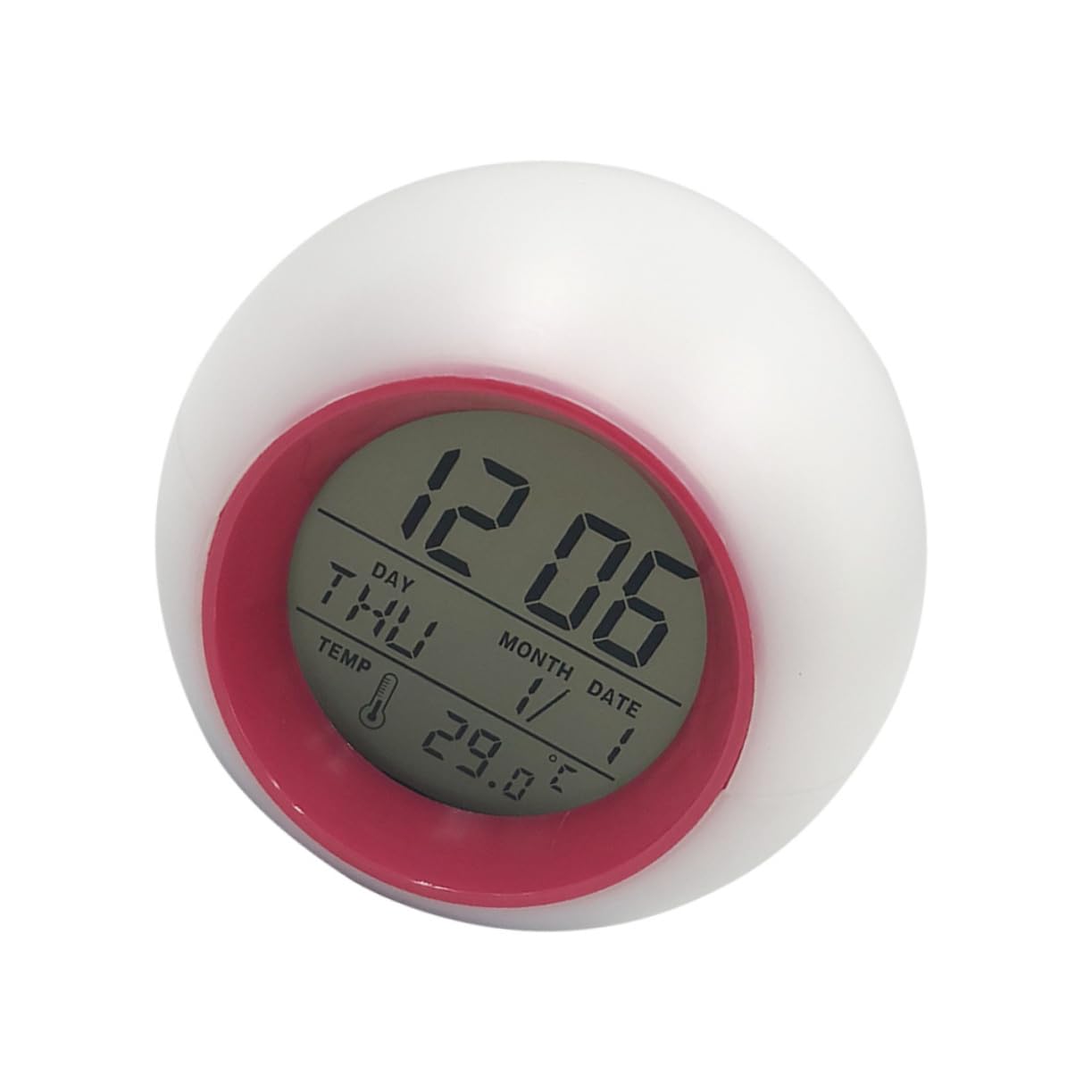 PRETYZOOM 3stücke Runde Bunte Alarmuhr Mit Kalender Und Nachtlicht Kinderwecker Für Nachttisch Thermometer Ohne Batterie Zufälligen Farben