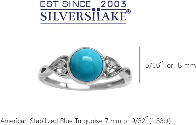 Silvershake 7MM Genuine Round Shape Gemstones White Gold Plated or Yellow Gold Plated 925 Sterling Silver Victorian Style Solitaire Ring Jewelry for Women - Image 3