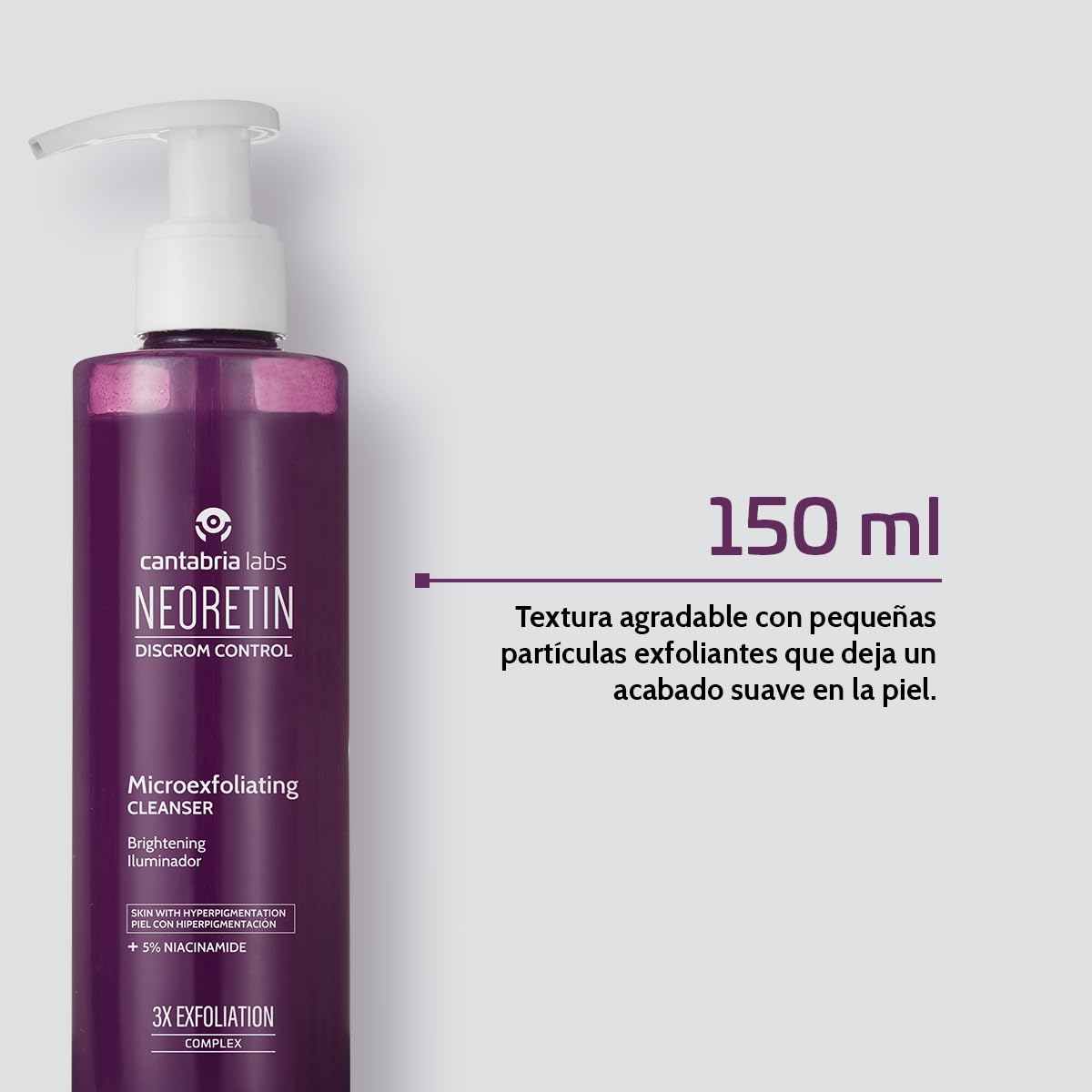 Cantabria Labs – Neoretin Discrom Control Microexfoliating Cleanser 150 ml – Gel Limpiador Microexfoliante – Tono de piel unificado y luminoso
