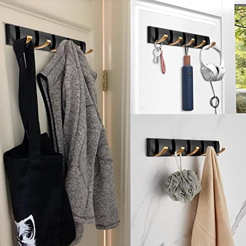 mtisdod Coat Hooks Wall Mounted, Foldable Coat Hangers Wall Mounted with 5 Hooks, Heavy Duty Aluminum Wall Coat Rack for Dog Lash, Jackets, Hats, Towel