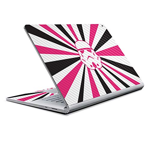Image of MightySkins Carbon Fiber Skin for Microsoft Surface Book 2 13 inch (2017) - Pink Star Rays,Protective, Durable Textured Carbon Fiber Finish,Easy to Apply, Remove, and Change Styles,