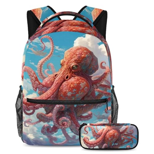 Sac à dos tentacules de pieuvre bleu ciel pour collège et sorties urbaines