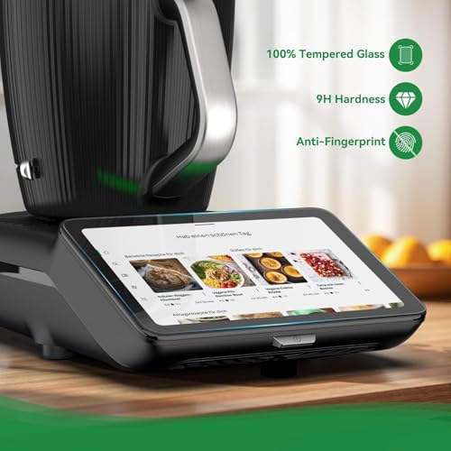 Inwee 2 Stück Schutzfolie für Vorwerk Thermomix TM7 für Panzerglas, Displayschutz für Thermomix TM7 Zubehör, 9H Härte Schutzglas, Kratzfest, Anti-Fingerprint, Ultra-klar, inkl. Installationszubehör