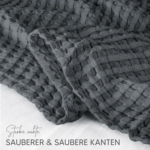 Utopia Bedding 100% Baumwolle Waffeldecke Kuschedecke 300 GSM (Anthrazit - 228 x 182 cm) weiche leichte, atmungsaktive tagesdecke, Sofa & Couch überwurf für alle Jahreszeiten