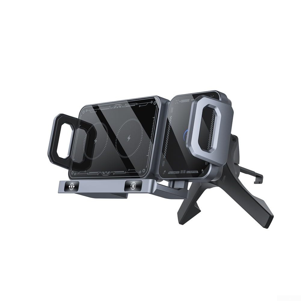 Soporte de cargador inalámbrico de coche de 15 W con soporte giratorio y carga de detección automática, para Samsung Z Fold 7/6/5 y Z para Flip 7/6/5 (plateado)