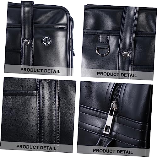 Shoulder Pu Commuter Bag for Students Unisex School Briefcase Capacity Handbag for Books and Laptop Stylish and Design Black4