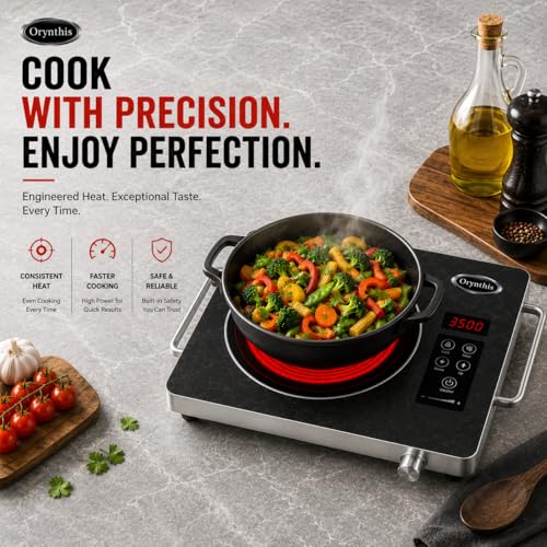 Image of InfraNova 3500W Electric Infrared Cooktop | One of India's Most Powerful Infrared Cooktops | Works with All Utensils | Crystal Glass Top | Touch Controls | Digital Timer | 2-Year Warranty