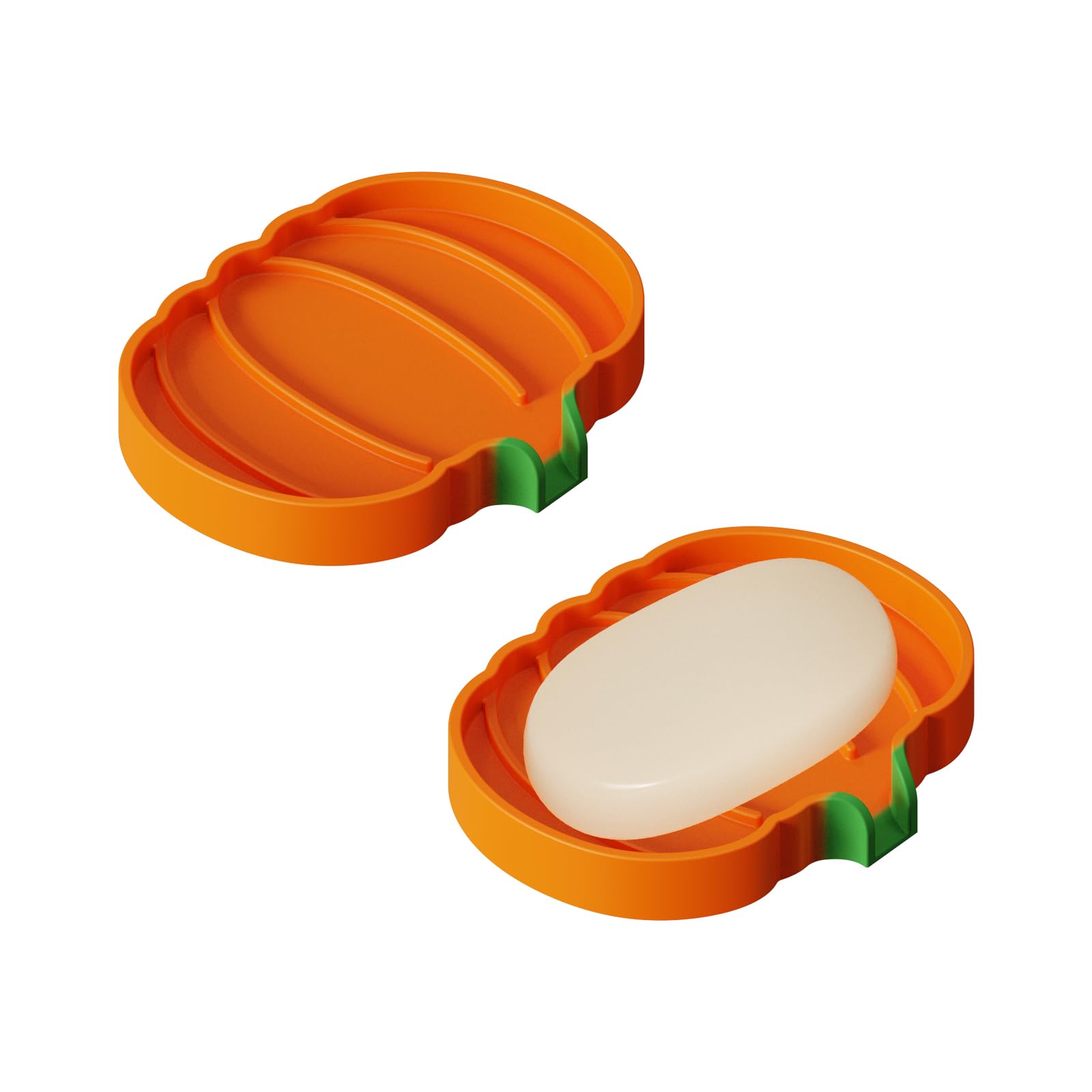 2-Pack Cute Soap Dishes, Upgrade Suction Silicone Shower Soap Dish with Drianage,for Bathroom,Orange