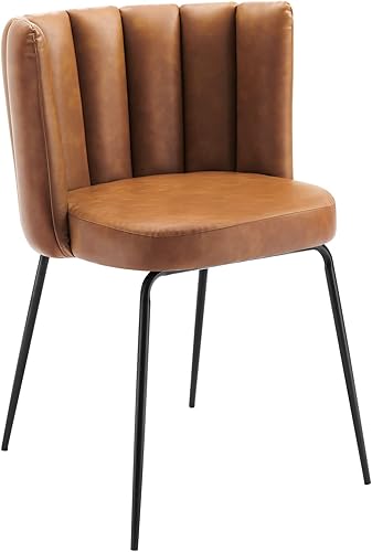 Miniatura 3 de Modway Virtue - Juego de 2 sillas de comedor de cuero vegano, color negro y marrón