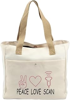 Sonographer Gifts for Women Peace Love Scan Tote Bag Ultrasound Technician Gift Radiologist Sonography Tech Gift