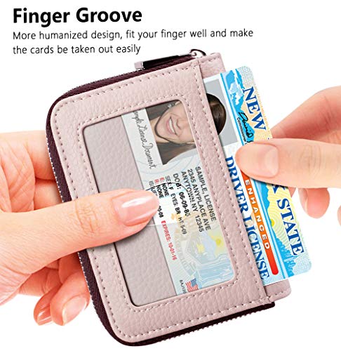 Image of FurArt Zipper Wallet Women, RFID Blocking Credit Card Wallet, Business Card Holder, Compact Size KeyChain Wallet, Beige, small, Classic