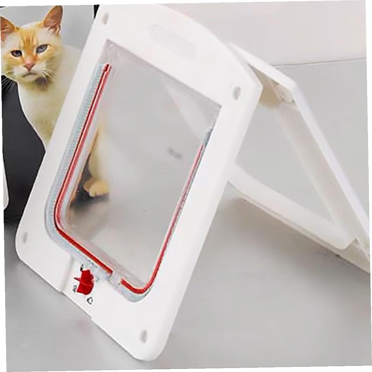Lot de 2 Chatières Contrôlables pour Petits Chiens et Chats, en Plastique Blanc et Marron, Petite Taille, Accès Mural Sécurisé pour Intérieur et Extérieur, Porte pour Animaux