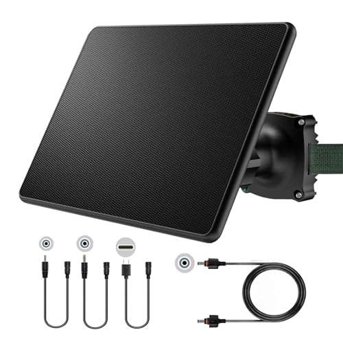 6W Solarpanel Wildkamera: 8000mAh Akku-Solarpanel für Wild und Outdoor Kameras, 12V/2A&9V/2A&6V/2A Solar Batterie Ladegerät Kit, Jagdzubehör für Wildtierkamera von DC 5.5/4.0//3,5mm&USB-C