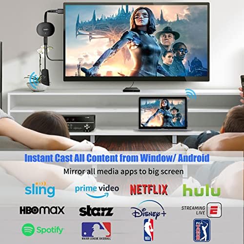 Wireless HDMI Dongle, 4K Wireless HDMI Adapter, WiFi HDMI Dongle, Video Mirror Screen Dongle from i-Phone, i-Pad, Android, PC, Tablet, Windows to HDTV/Monitor/Projector, Mira-cast, Airplay, DLNA