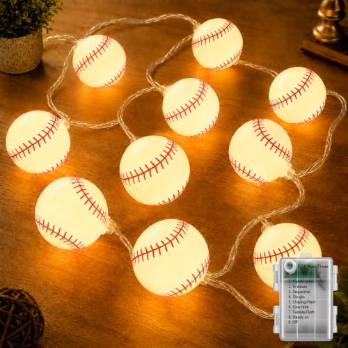 YSSUGFI 20 LED Baseball String Lights Battery Operated