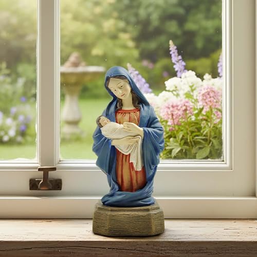 Estatua Virgen María con Niño Jesús, Resina 5.91 pulg miniatura 7