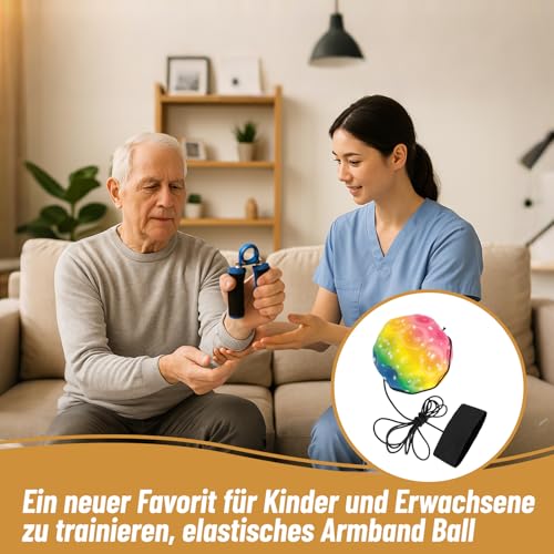 STEFUEWILL17 4 Stücke Springball mit Schnur Kinder - Ball Mit Schn, Ball an Schnur Kinder, Bounce Balls, Ballmit Gummiband, Sport Spielzeug, Handgelenkübungen