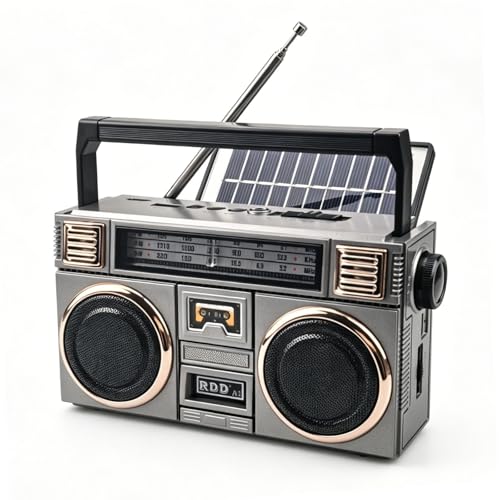 Radio solar portátil AM FM SW, altavoz Bluetooth, transistor de sonido fuerte, radio Bluetooth con batería recargable, panel solar, carga USB para soporte de emergencia, reproductor de música con