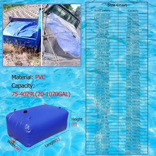 Sac à eau flexible de 500 gallons pour stockage extérieur durable