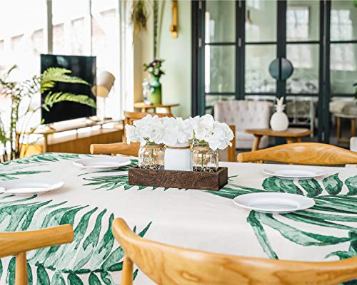 Mkono Mason Jar Table Centerpiece For Dining Room Farmhouse Lighted Dining Coffee Table Decor Wood Tray With 3 Mason Jars Table Summer Centerpiece Decor For Dining Room Bathroom Kitchen, White #TOP1