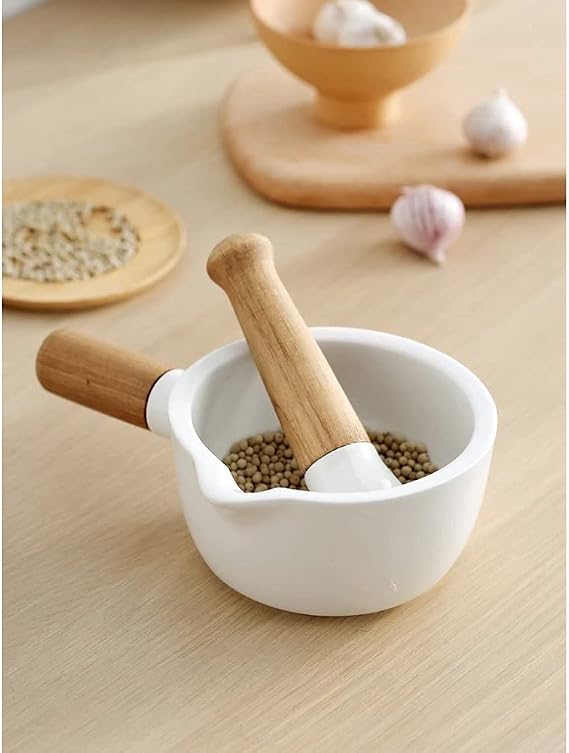Crusher,White Manual Garlic Large Wood Grinder Ceramic Spice Mill Grinding Kitchen Tools