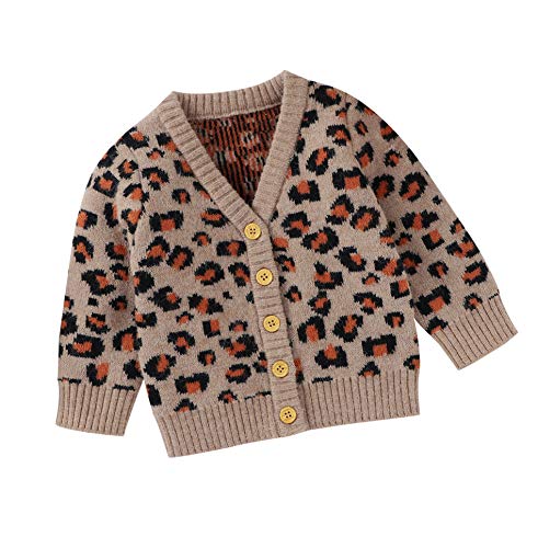 Lefyira Toddler Baby Girl Knit Cardigan Sweaters Open Front Pompom Knitwear Jacket Button Down Solid Knitted Outwear (18-24M, T-Brown#15)