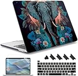 May Chen Compatible with MacBook Pro 13 inch Case 2022 2021 2020 Release Models A2338 M2 M1 A2251 A2289, Plastic Hard Shell Case for MacBook Pro 13 Inch with Touch Bar Fits Touch ID, Elephant
