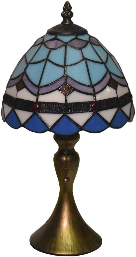 Blасk Frіdау Clеаrаnсе Tiffany Style Table Lamps Blue Small Desk Light 15 Inches Tall Stained Glass 8 Inches Wide Lamp Shade Vintage Antique Accent Night Light for Living Bedside Coffee Room College Dorm