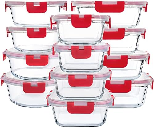 M MCIRCO 24-Piece Glass Food Storage Containers with Locking Lids...