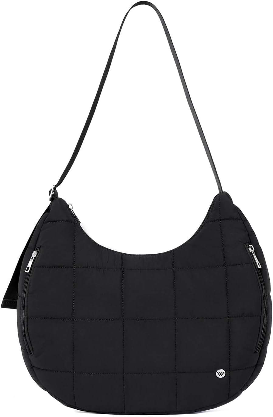 WESTBRONCO Puffer Crescent Shoulder Bags for Women Puffy Quilted Handbags, Nylon Shoulder Purse with Adjustable Strap