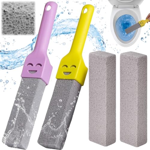 Liekadijiae 4 Piezas Juego de Piedras Pómez para Inodoro, Piedra Limpieza con Mango, Limpiador de Inodoro de Piedra, Piedra Pomez para Limpieza WC Natural, Piedra Pomez Limpieza Cleaning Block WC