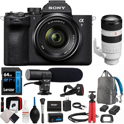 Sony a7 V Full-Frame Mirrorless Interchangeable Lens Camera with 28-70mm II Lens Bundle w/Sony FE 70-200mm F2.8 GM OSS II G Master Telephoto Zoom E-Mount Lens + 64GB Card + Camera Bag + Accessories