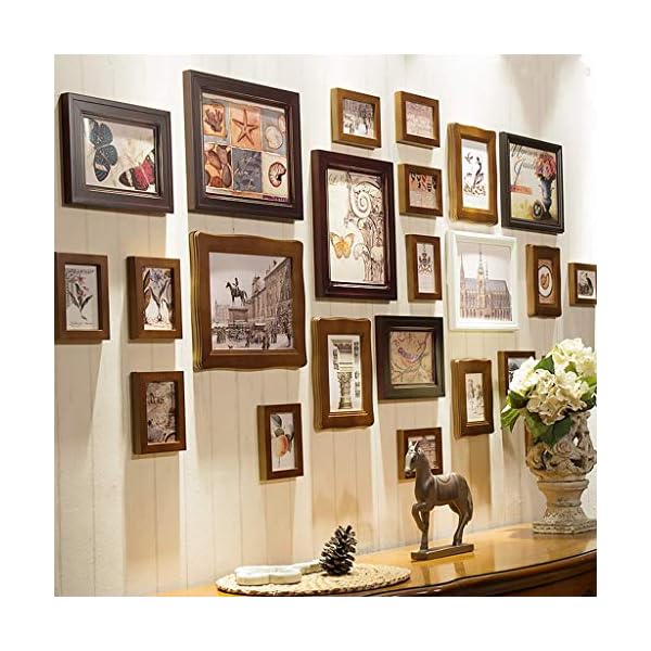 JHSHENGSHI Fotowand Amerikanisches Wohnzimmer Massivholz Europäische Retro Kreative Kombination Fotorahmen…