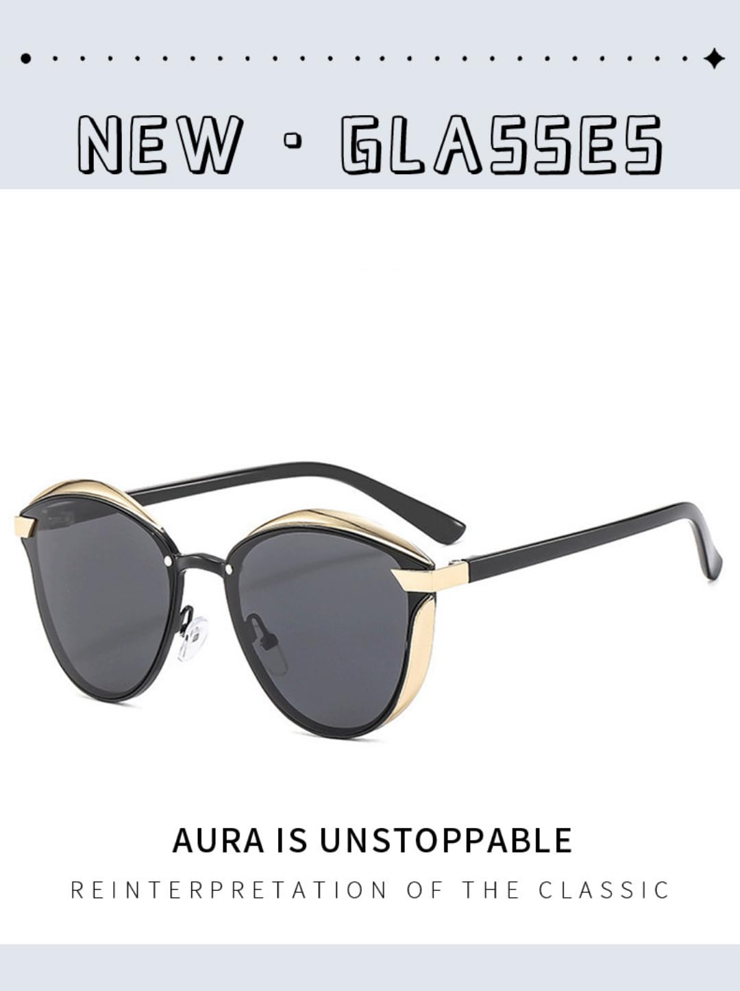 Occhiali da sole polarizzati Cat Eye bicolore unisex, montatura in metallo | Occhiali da sole polarizzati unisex Cat Eye, finitura bicolore a contrasto, UV400, classe 3, per guida, viaggi e feste