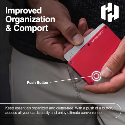 Image of Hayvenhurst Wallet for Men - Slim RFID Blocking Metal Wallet with Money Clip, Minimalist Front Pocket Credit Card Holder, Small Mens Wallet