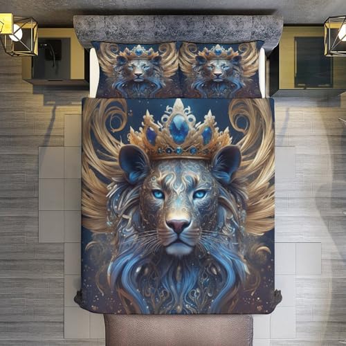 Parure de lit lion impression 3D haut de gamme en microfibre 200x200