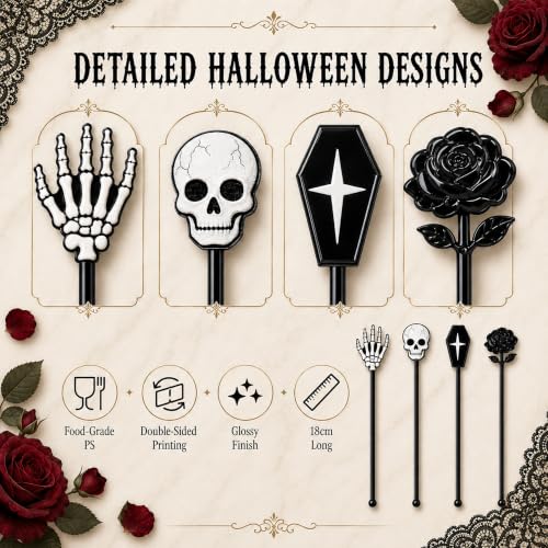 Halloween Cocktail Stirrers,36 Pack, 7.1 Inch (Gothic Mix) - image 3