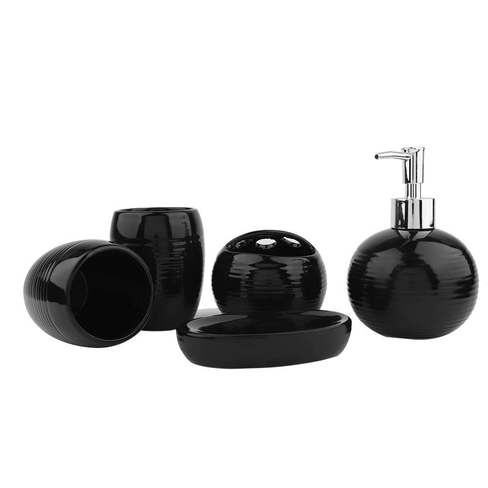 Accessoires de salle de bain chic en céramique noire mat Herchr