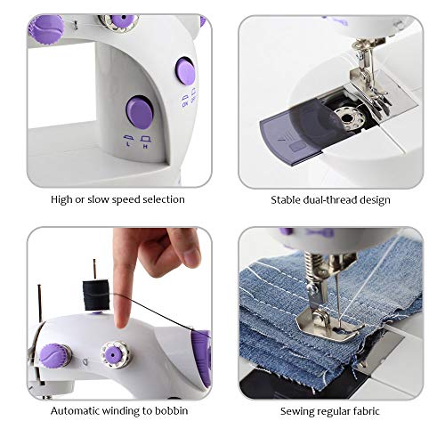RZChome Portable Mini Sewing Machine Easy to Use for Beginners Speed Double Thread with Foot Pedal Handheld Sewing Embroidery Machine, Straight Sewing